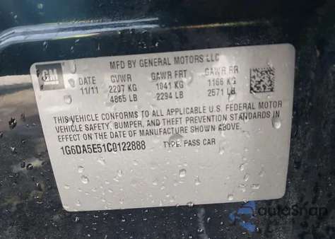 2012 Cadillac Cts Standard z USA, uszkodzony, nr VIN 1G6DA5E51C0122888